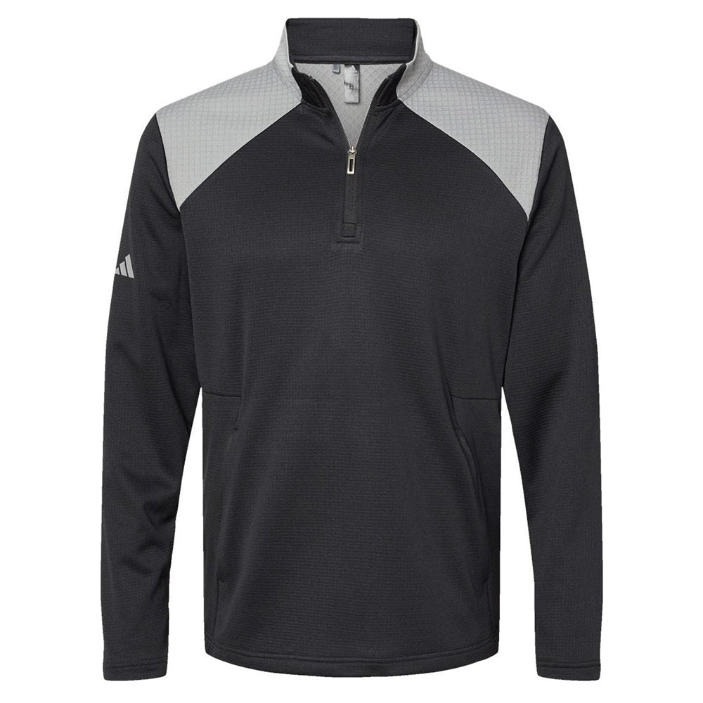 Adidas Textured Mixed Media Quarter-Zip Pullover