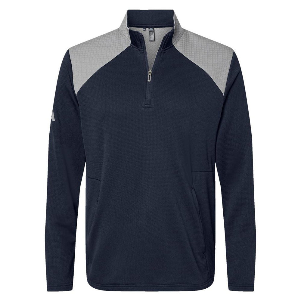 Adidas Textured Mixed Media Quarter-Zip Pullover